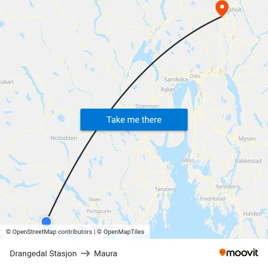 Drangedal Stasjon to Maura map