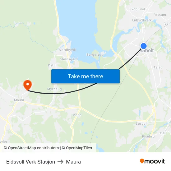 Eidsvoll Verk Stasjon to Maura map