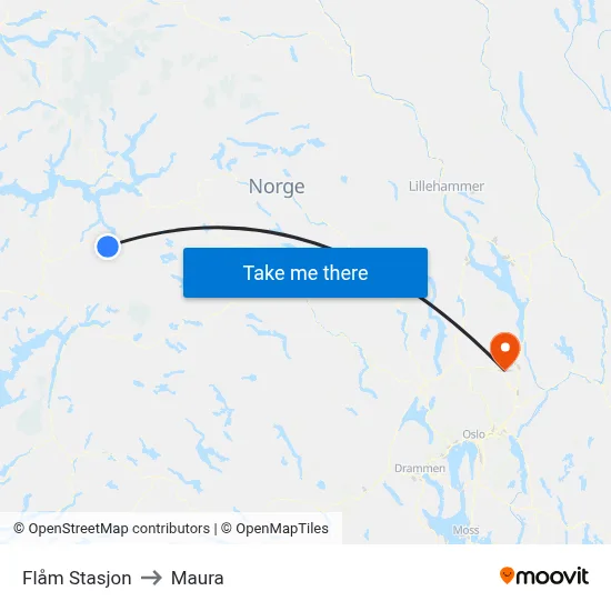 Flåm Stasjon to Maura map