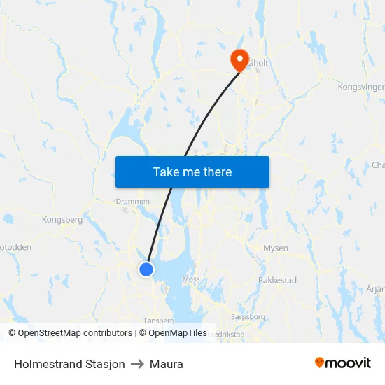 Holmestrand Stasjon to Maura map