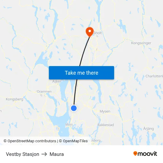 Vestby Stasjon to Maura map