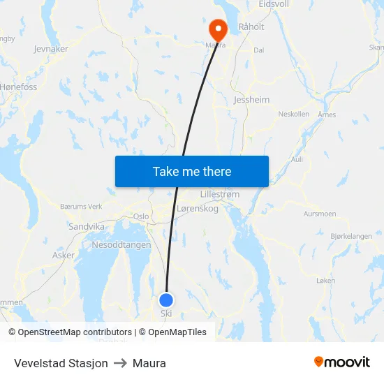 Vevelstad Stasjon to Maura map