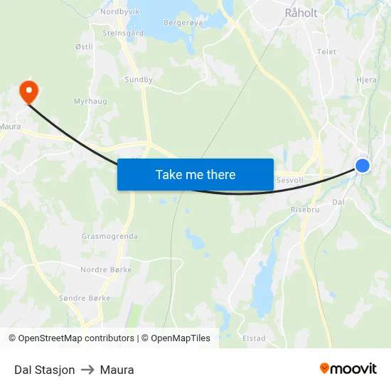 Dal Stasjon to Maura map