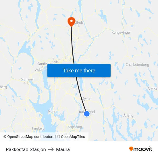 Rakkestad Stasjon to Maura map