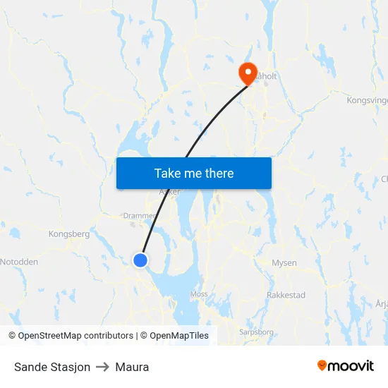 Sande Stasjon to Maura map