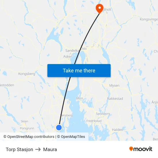 Torp Stasjon to Maura map