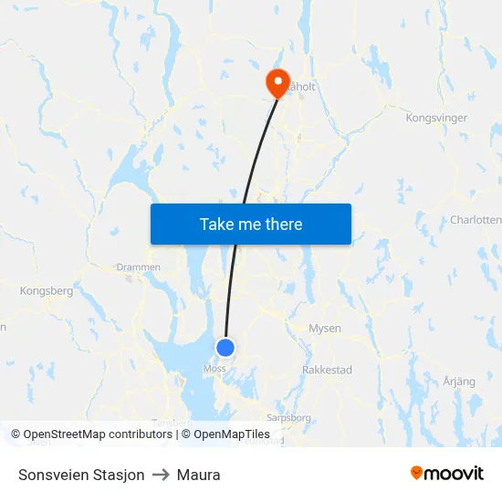 Sonsveien Stasjon to Maura map