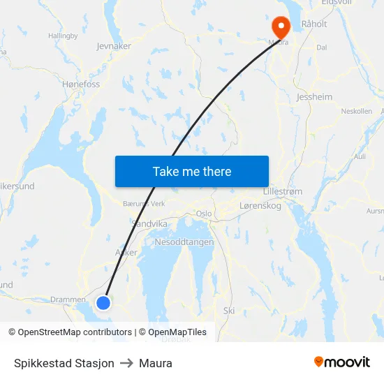 Spikkestad Stasjon to Maura map
