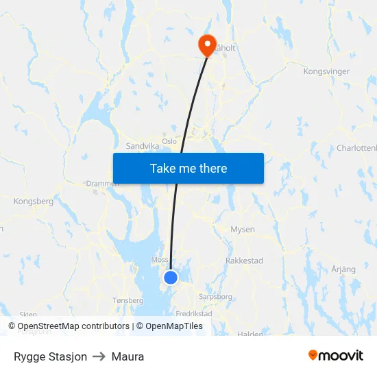 Rygge Stasjon to Maura map
