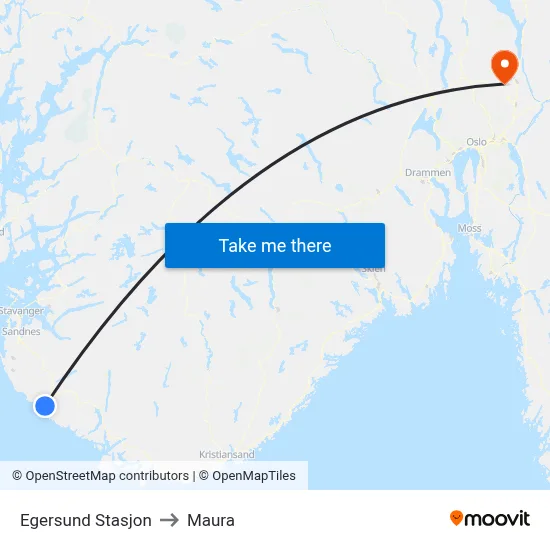 Egersund Stasjon to Maura map
