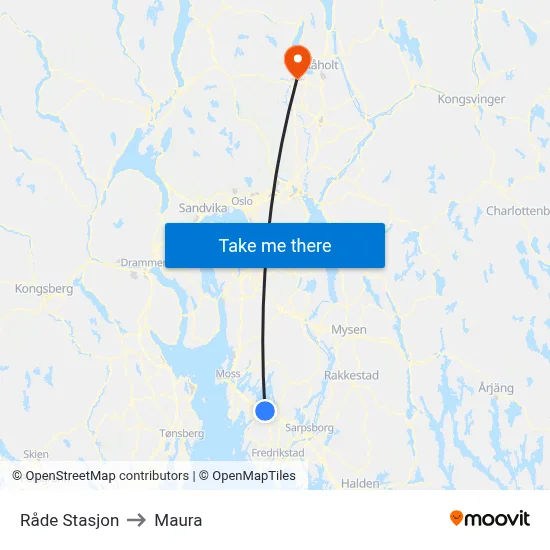 Råde Stasjon to Maura map