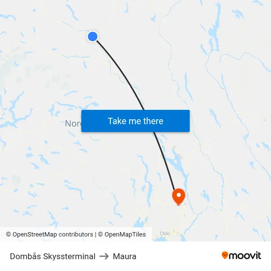 Dombås Skyssterminal to Maura map