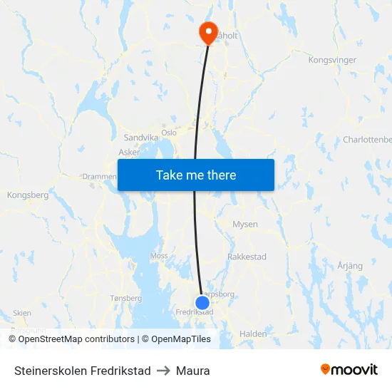 Steinerskolen Fredrikstad to Maura map