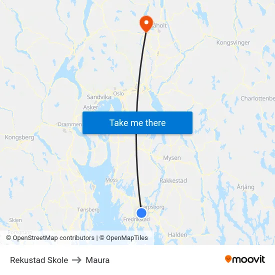 Rekustad Skole to Maura map