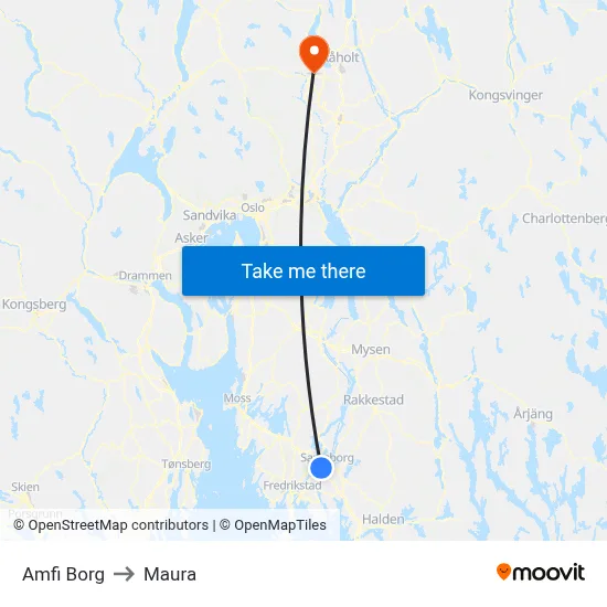 Amfi Borg to Maura map