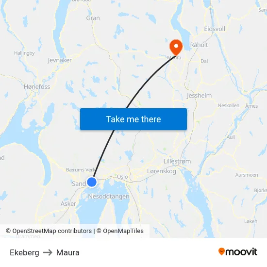 Ekeberg to Maura map
