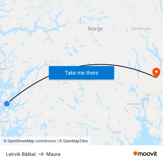 Leirvik Båtkai to Maura map