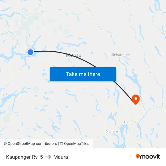 Kaupanger Rv. 5 to Maura map