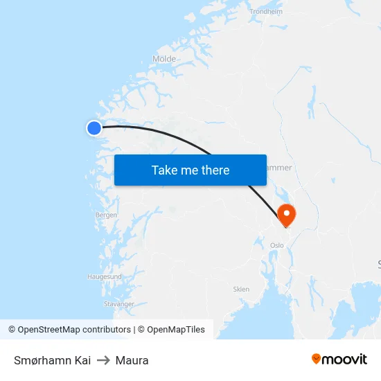 Smørhamn Kai to Maura map