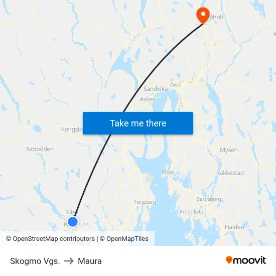 Skogmo Vgs. to Maura map
