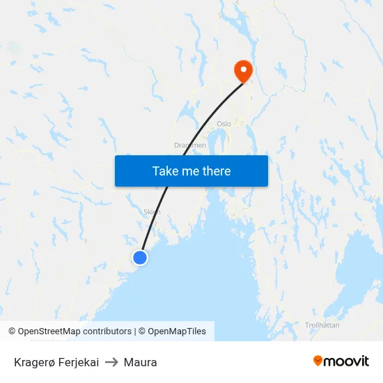 Kragerø Ferjekai to Maura map