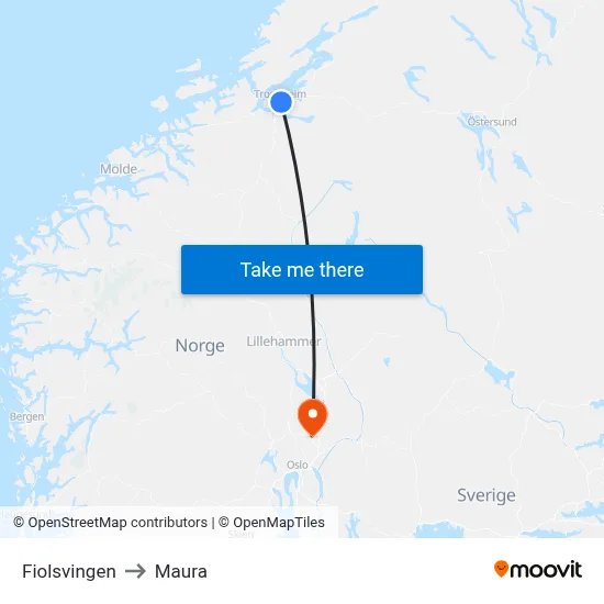 Fiolsvingen to Maura map