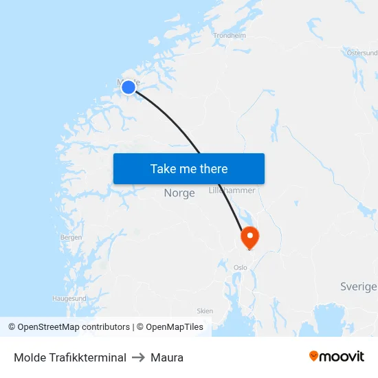 Molde Trafikkterminal to Maura map