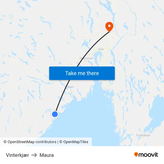 Vinterkjær to Maura map