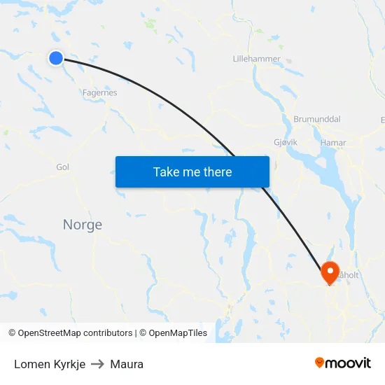 Lomen Kyrkje to Maura map