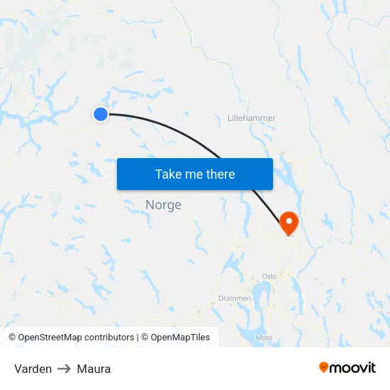 Varden to Maura map