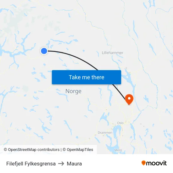 Filefjell Fylkesgrensa to Maura map