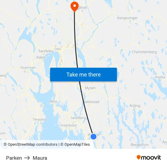 Parken to Maura map