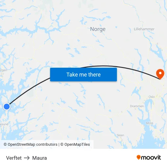 Verftet to Maura map