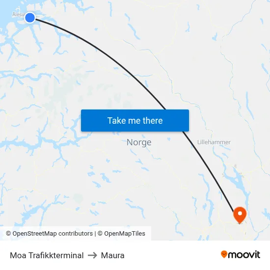 Moa Trafikkterminal to Maura map