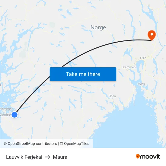 Lauvvik Ferjekai to Maura map