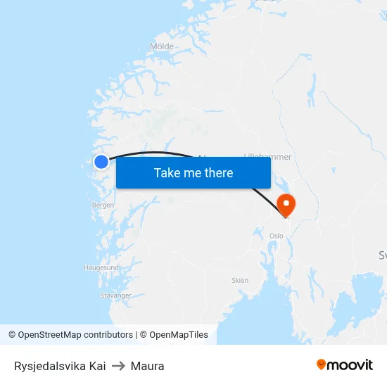Rysjedalsvika Kai to Maura map
