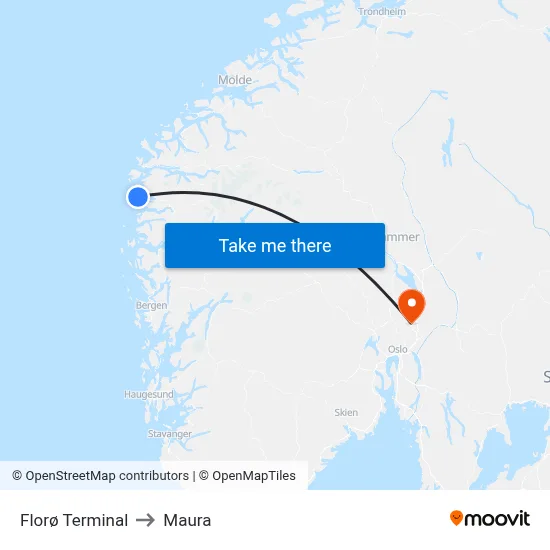 Florø Terminal to Maura map