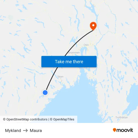 Mykland to Maura map