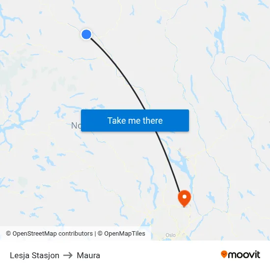 Lesja Stasjon to Maura map