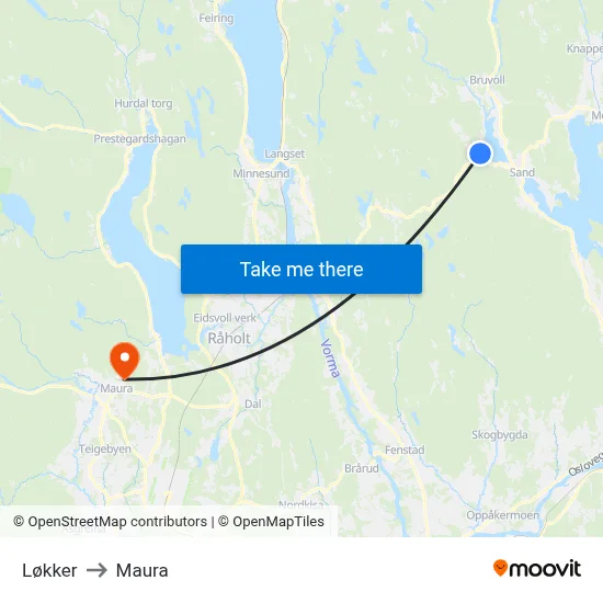 Løkker to Maura map