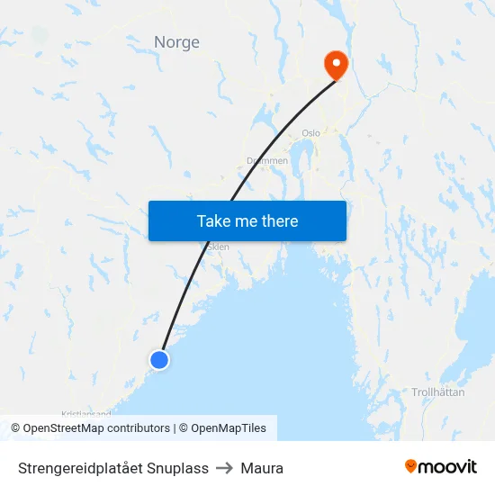 Strengereidplatået Snuplass to Maura map