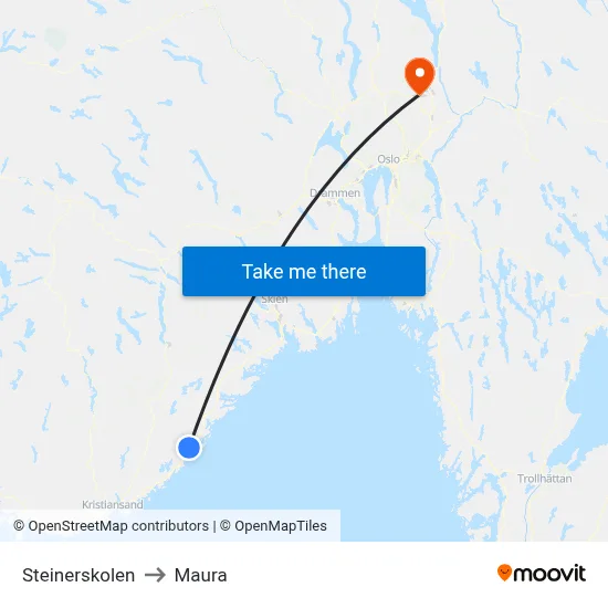 Steinerskolen to Maura map