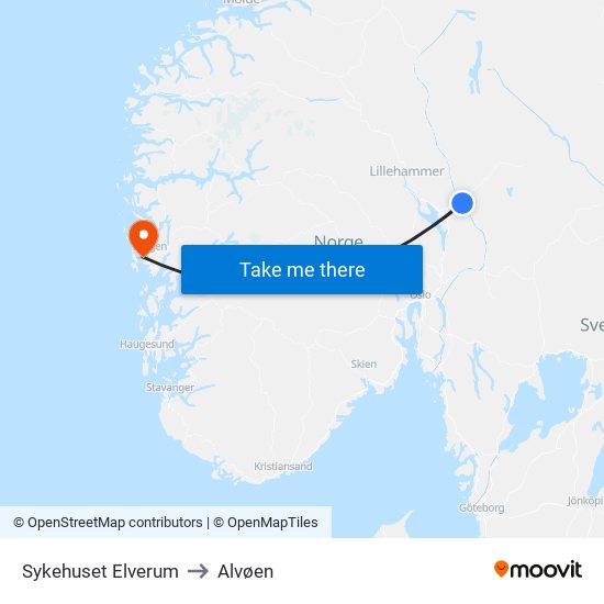 Sykehuset Elverum to Alvøen map
