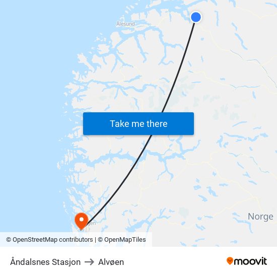 Åndalsnes Stasjon to Alvøen map