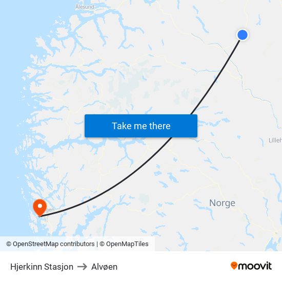 Hjerkinn Stasjon to Alvøen map