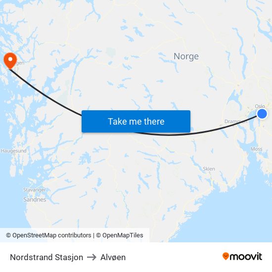 Nordstrand Stasjon to Alvøen map