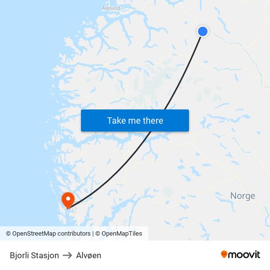 Bjorli Stasjon to Alvøen map