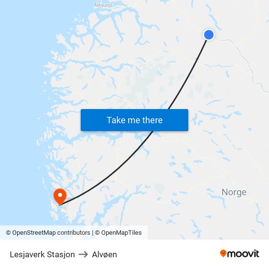 Lesjaverk Stasjon to Alvøen map