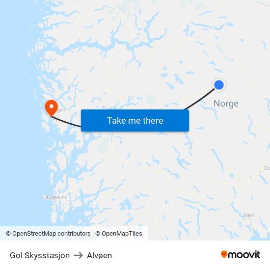 Gol Skysstasjon to Alvøen map