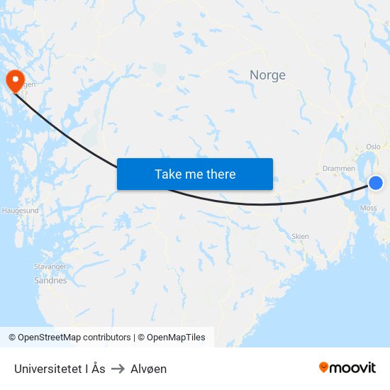 Universitetet I Ås to Alvøen map